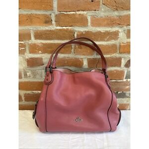 Coach Edie 31 Dark Rouge Pink Pebble Leather Shoulder Bag Tote